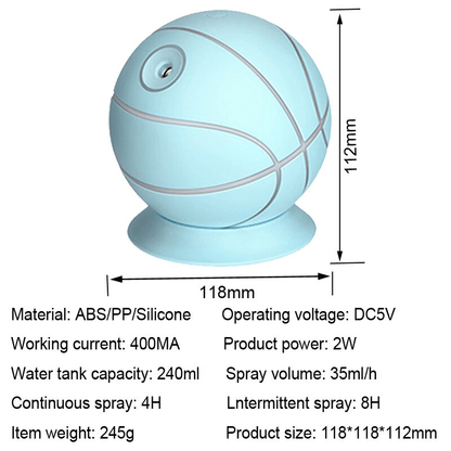 Rotatable basketball shaped air humidifier 240ml