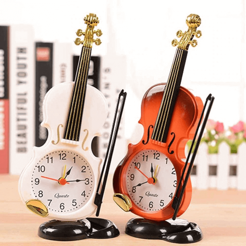 Creative table clock student violin