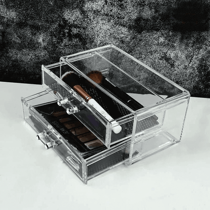 Transparent drawer style makeup organizer