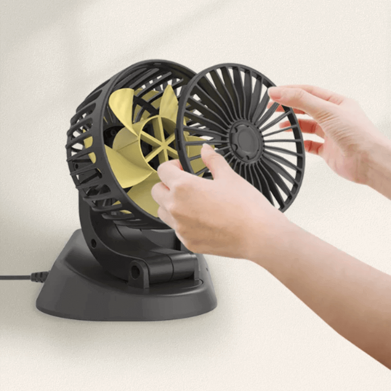 Fast cooling dashboard double heads mini fan
