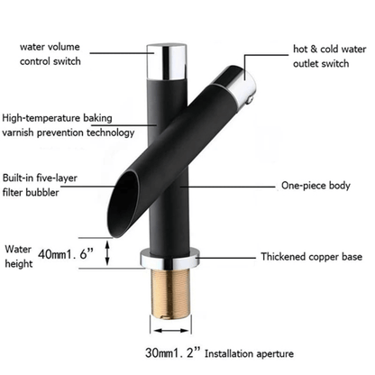 Basin faucet black hot cold single handle