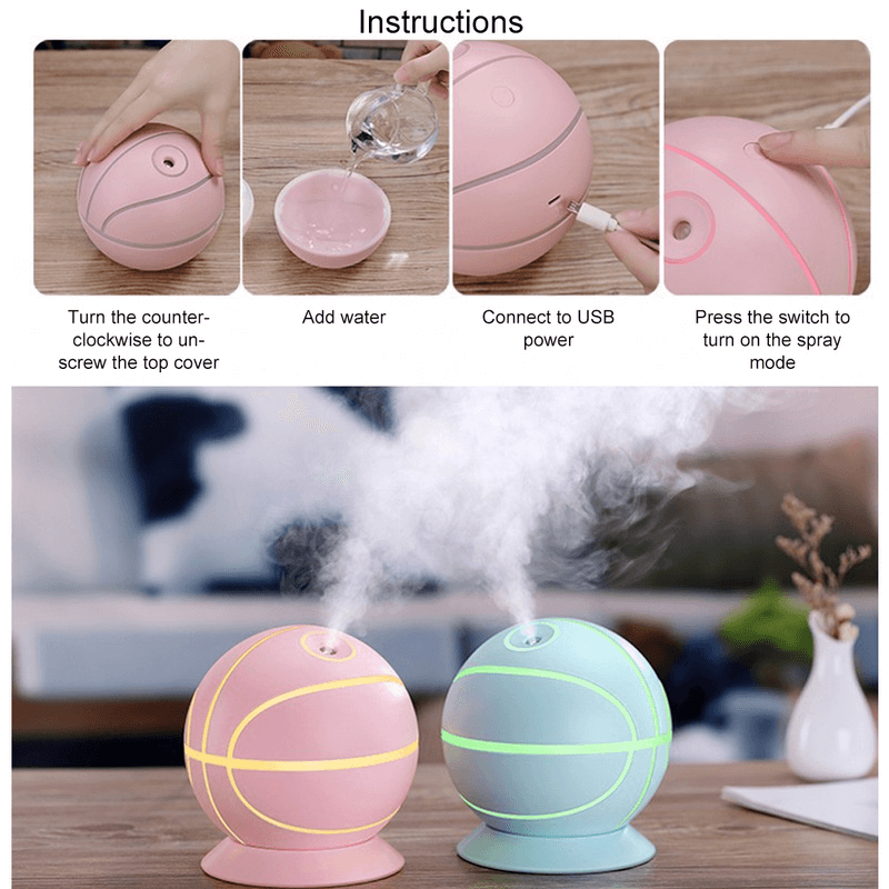 Rotatable basketball shaped air humidifier 240ml