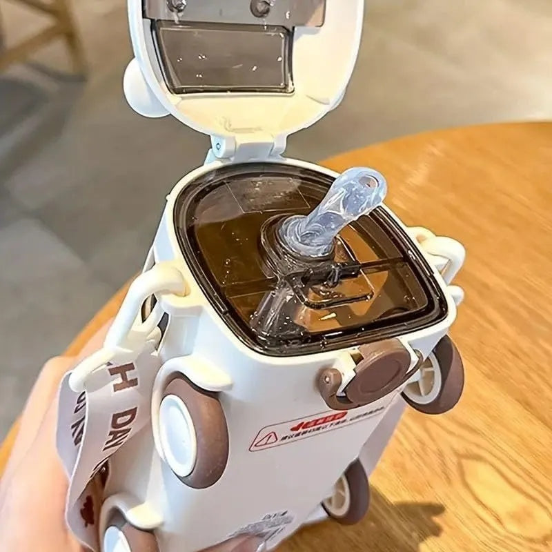 Cute Bus Shaped Water Bottle With Straw