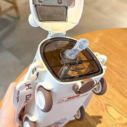 Cute Bus Shaped Water Bottle With Straw