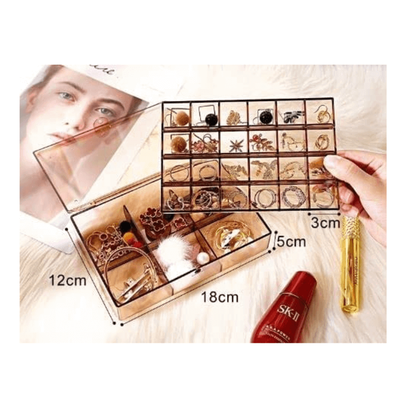 2 layer acrylic grid jewelry organizer