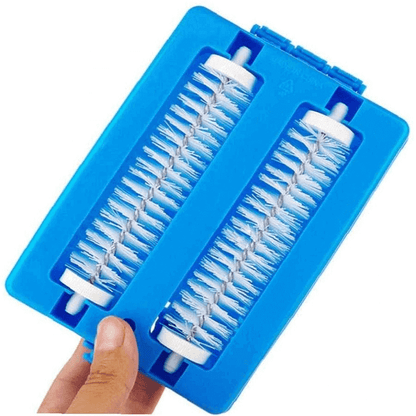 Handheld double roller carpet brush