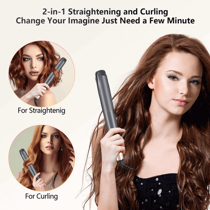 2 in 1 twisted hair straightener and curler iron
