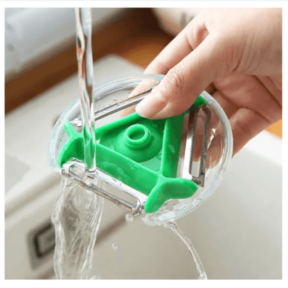 Rotatory trio vegetable peeler with box