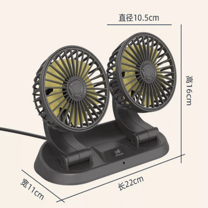 Fast cooling dashboard double heads mini fan