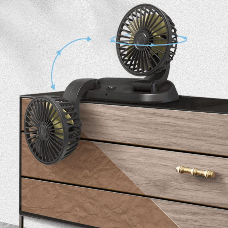 Fast cooling dashboard double heads mini fan