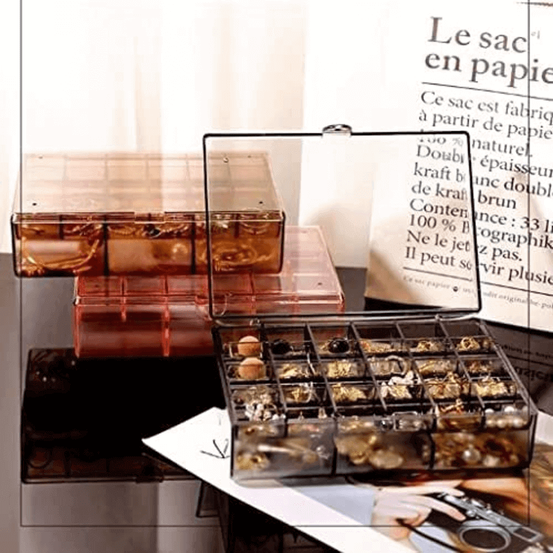 2 layer acrylic grid jewelry organizer