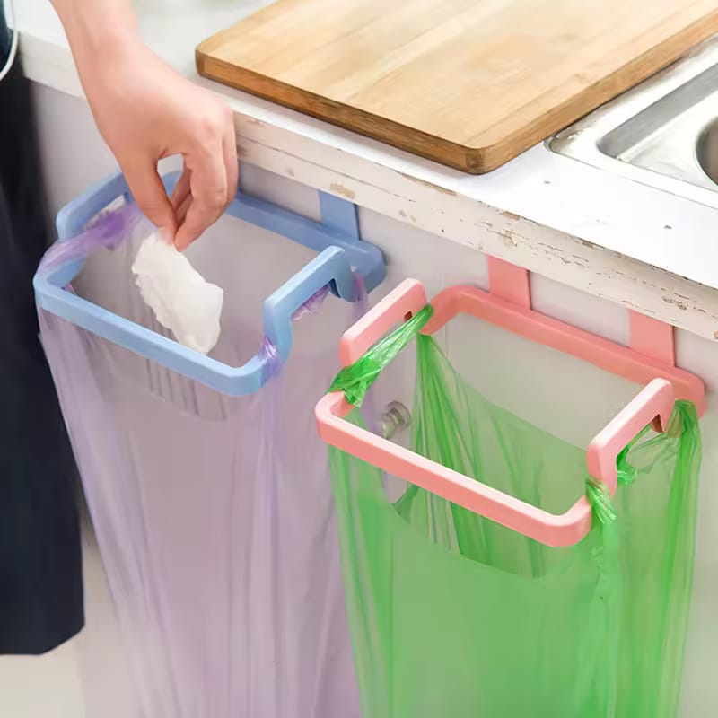Kitchen cabinet hanging trash rack towel storage plastic