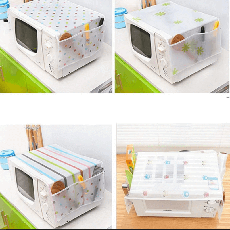 Microwave oven cover with pockets 