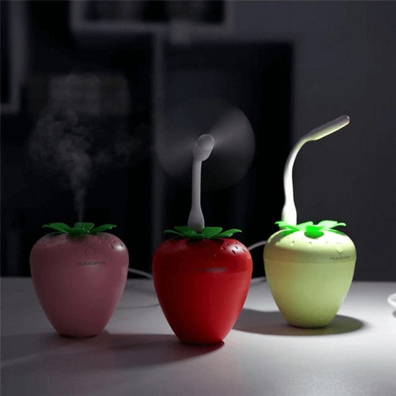 Mini strawberry usb humidifier with night light