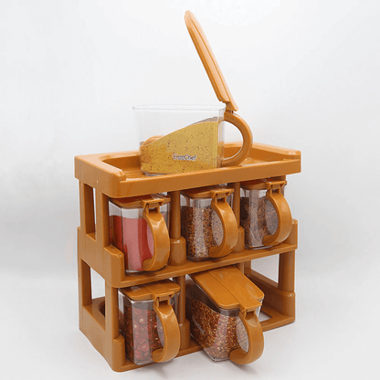 Spice rack tier set with 6 spice jars