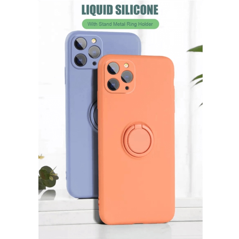 Silicone iphone 11 pro max cover with ring holder