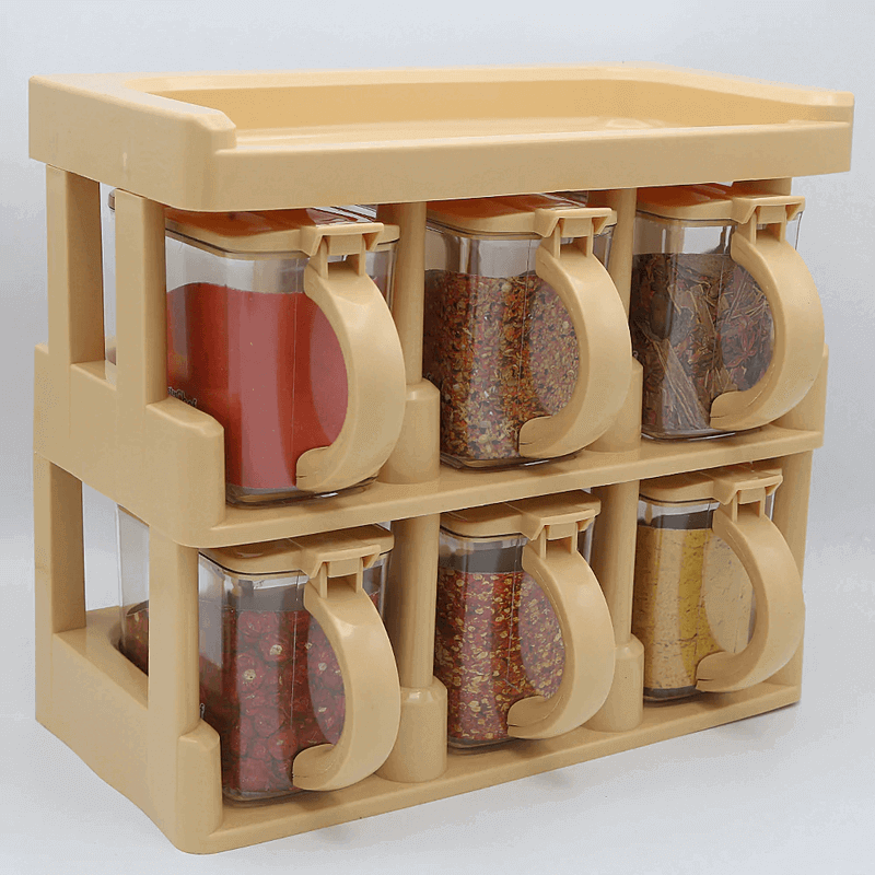Spice rack tier set with 6 spice jars