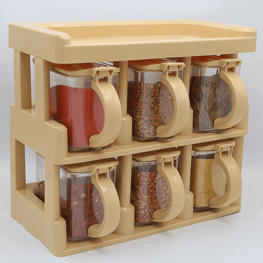Spice rack tier set with 6 spice jars