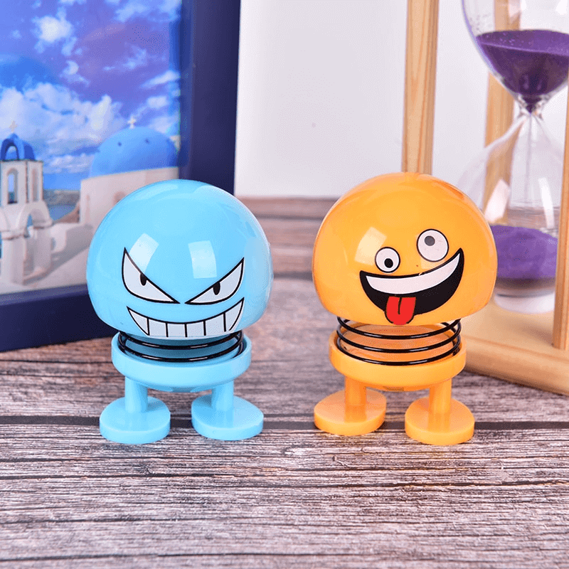 2 pcs funny shaking head bouncing car pendant doll