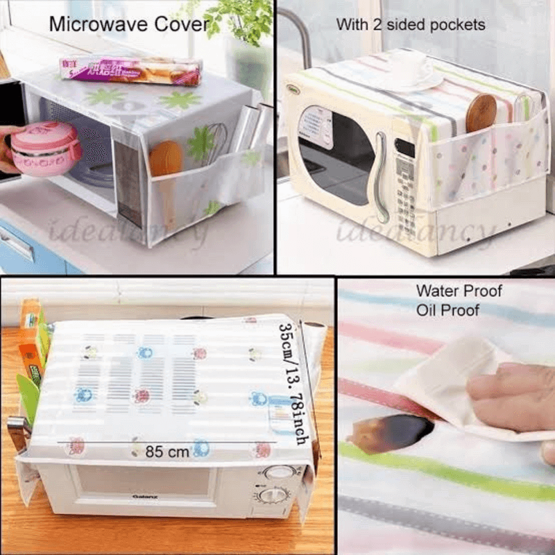 Microwave oven cover with pockets