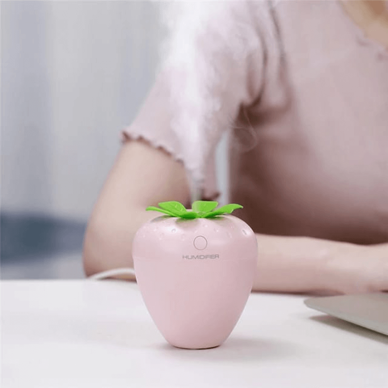 Mini strawberry usb humidifier with night light