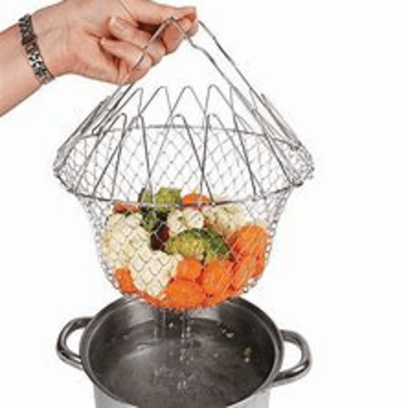 Steam rinse deep fry chef magic mesh basket 