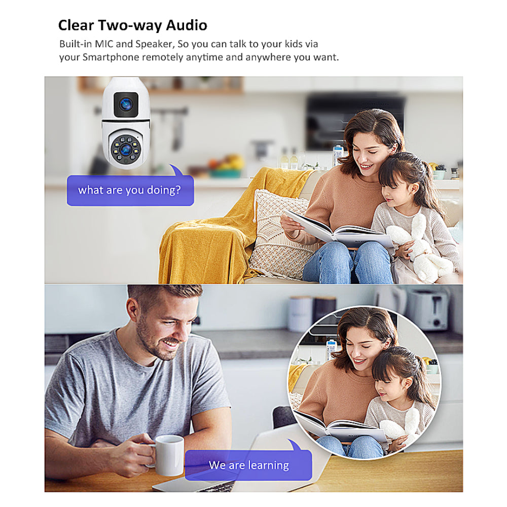 Smart bulb 2 lens camera for Home Surveillance