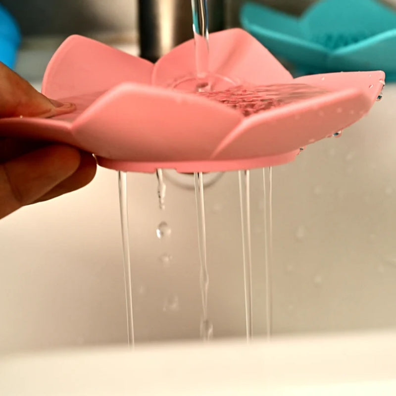 Silicone flower shape drain soap holder
