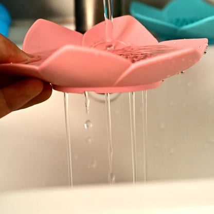 Silicone flower shape drain soap holder