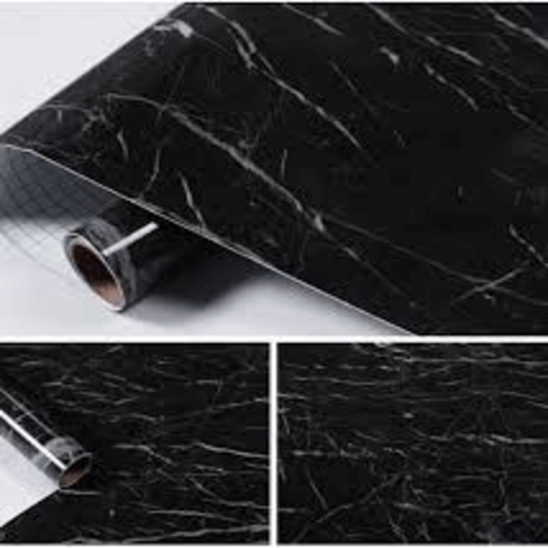 Self adhesive furniture sticker (black marble)