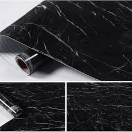 Self adhesive furniture sticker (black marble)