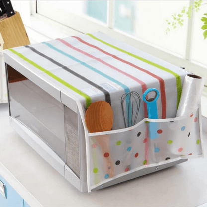 Microwave oven cover with pockets