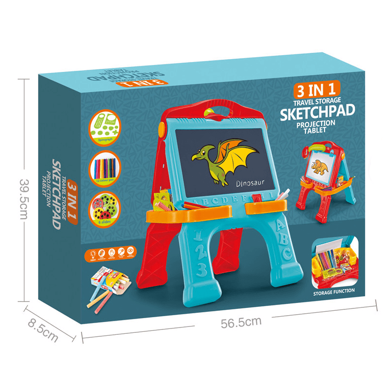 3 in 1 drawing projector tablet black board toy
