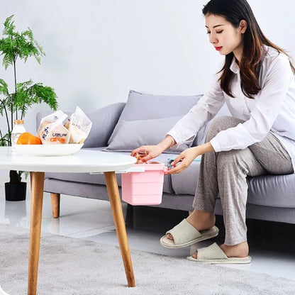 Retractable office desk home adhesive dustbin