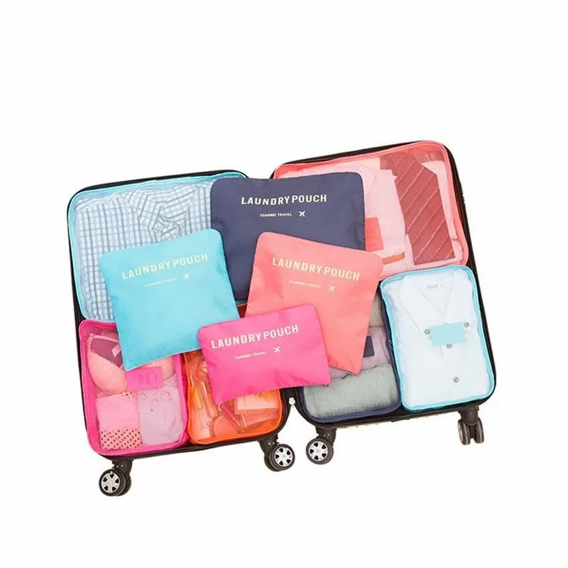 Printed travel 6pcs pouch organizer