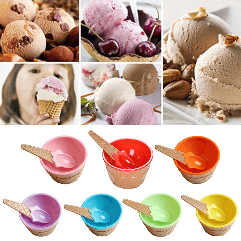Pack of 2 cute ice cream bowl with a spoon