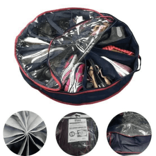 Foldable 12 pair round shoe organizer box