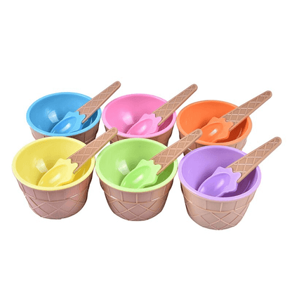 Pack of 2 cute ice cream bowl with a spoon