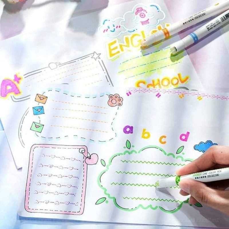 Pack Of 6 Linear Roller Design Color Pen