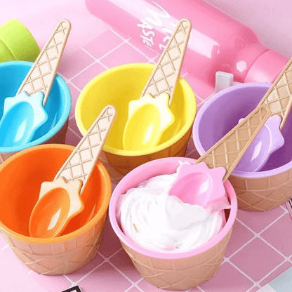 Pack of 2 cute ice cream bowl with a spoon
