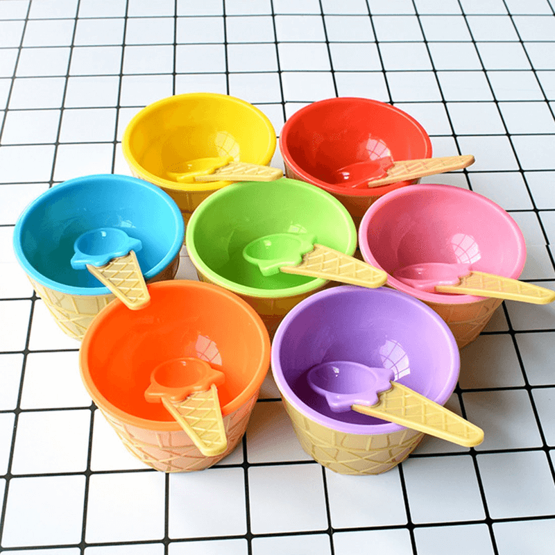 Pack of 2 cute ice cream bowl with a spoon