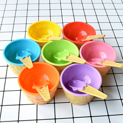 Pack of 2 cute ice cream bowl with a spoon