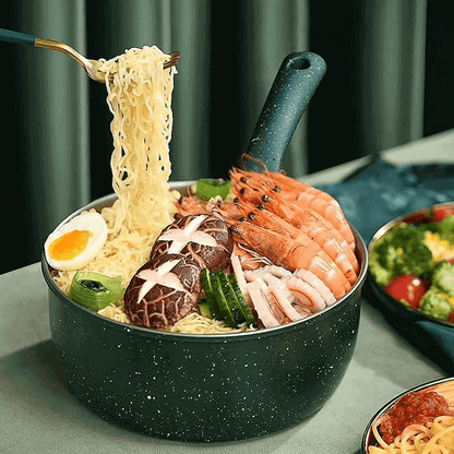 Noodle cooking nonstick pan with lid n drainer