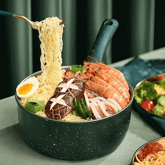 Noodle cooking nonstick pan with lid n drainer