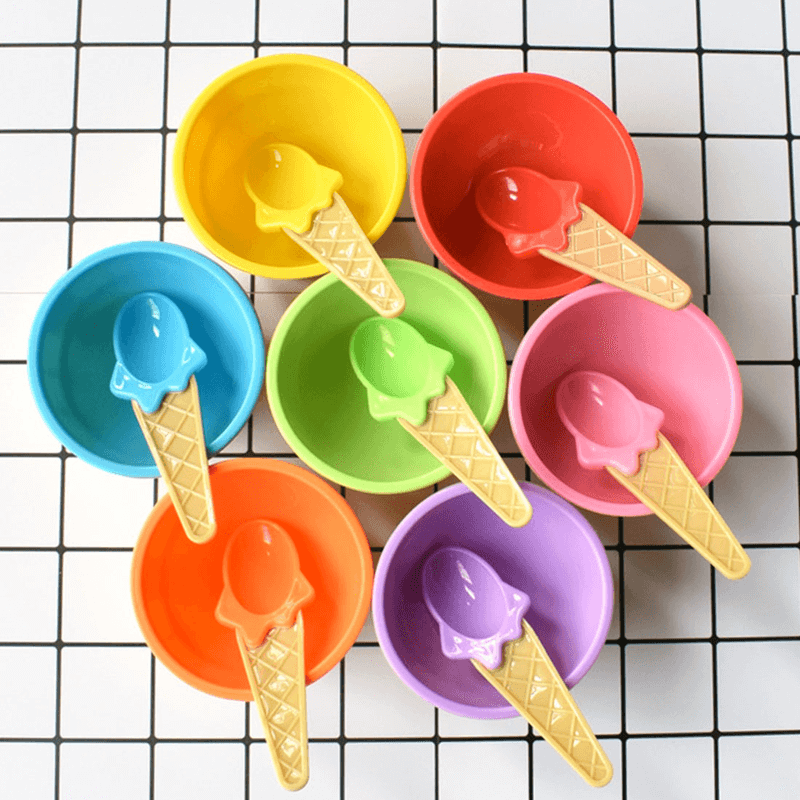 Pack of 2 cute ice cream bowl with a spoon