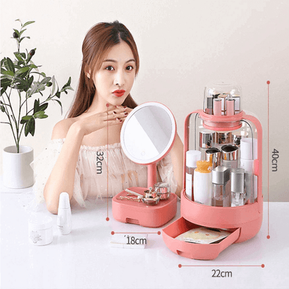 Full moon led mirror cosmetic storage box