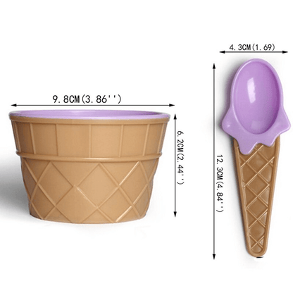 Pack of 2 cute ice cream bowl with a spoon