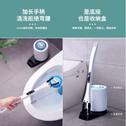 Toilet cleaning brush with rubber pads
