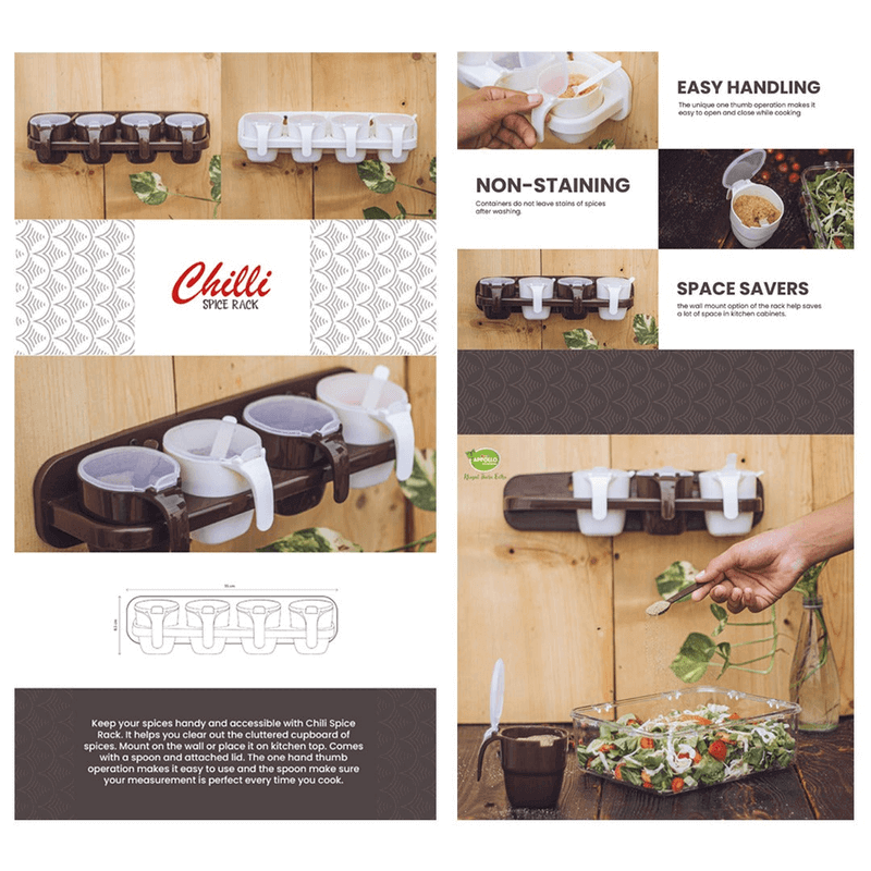 4 in 1 beautiful spice rack wall hanging