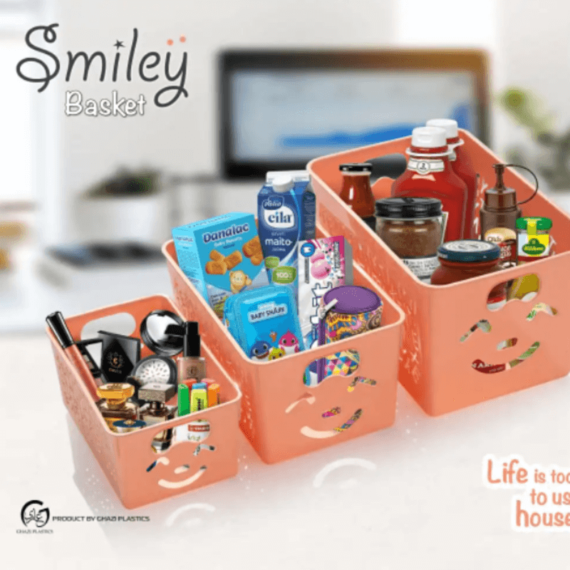 Smiley home or toys storage basket